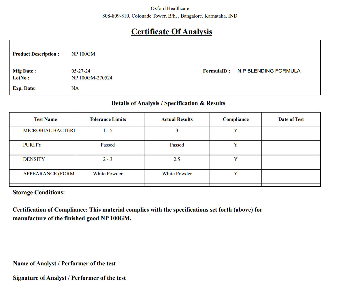 In-Process Quality and COA Management