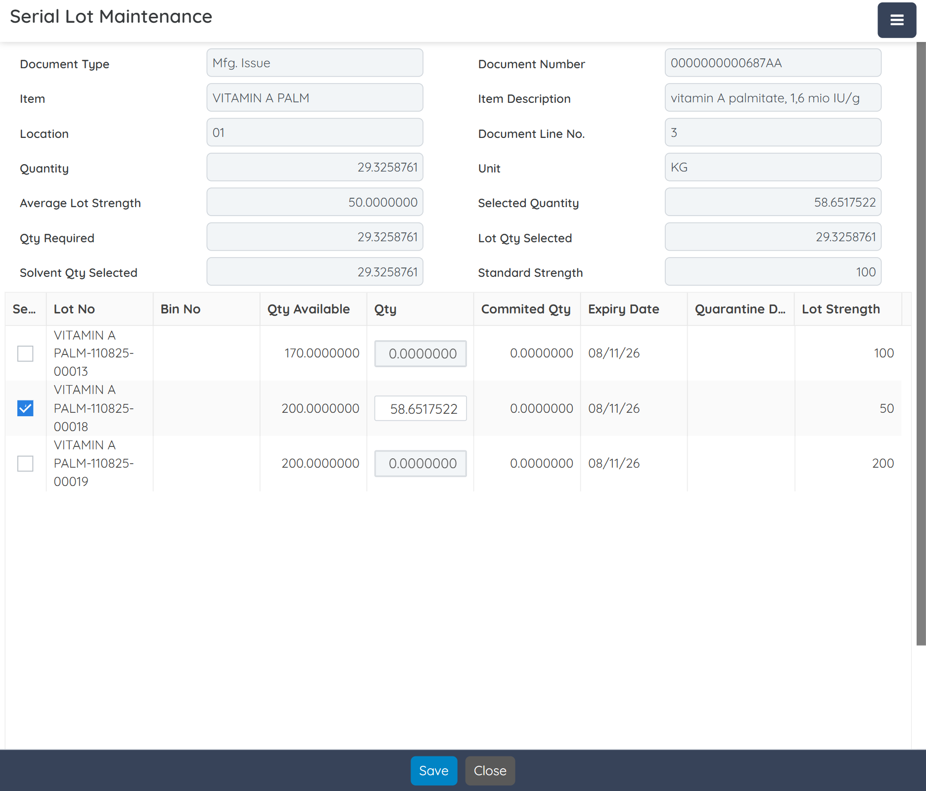 Potency-Based Material Management